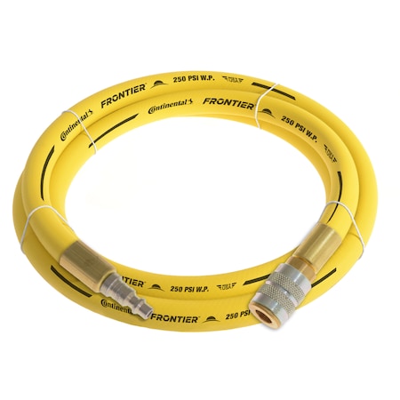 Continental 1/2" x 10' Yellow EPDM Air Hose, 300 PSI, 1/2" Ind. Interchange M+F QC HZY05030-10-51